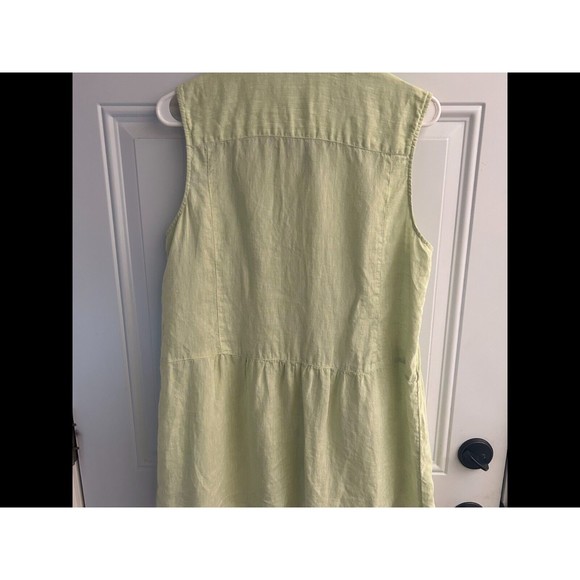 J Jill Love Linen Top Womens Size M Tunic Tank Light Green Button Up Collared - Picture 3 of 6